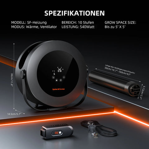 Spider Farmer 540W Grow Tent Heater - Growzelt Heizung