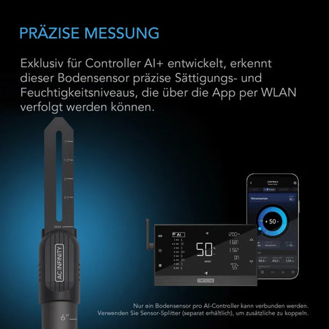 AC Infinity Bodensensor mit CONTROLLER AI+ und App zur Anzeige der Bodenfeuchte