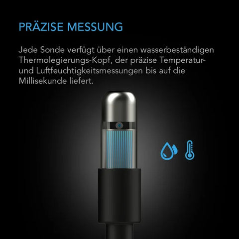 Sondenkopf aus Thermolegierung des AC Infinity Klimasensors misst Temperatur und Luftfeuchtigkeit