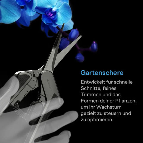 AC Infinity Präzisionsschere beim feinen Schnitt an einer Orchidee