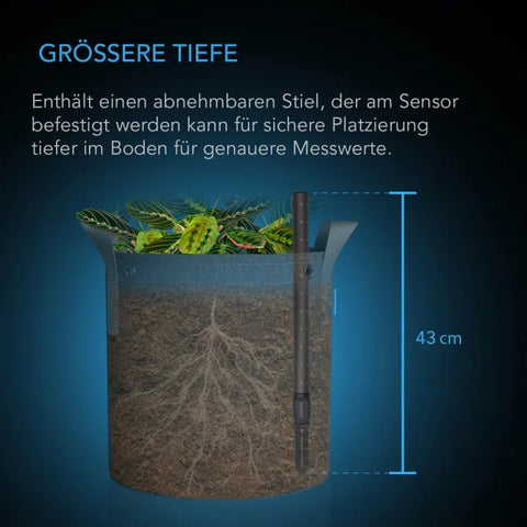 AC Infinity Bodensensor mit Verlängerung misst die Bodenfeuchte tief im Stofftopf, Gesamtlänge 43 cm