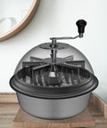 AC Infinity Bowl-Trimmer 43 cm mit Edelstahlschale und transparenter Haube auf einem Holztisch