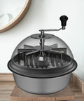 AC Infinity Bowl-Trimmer 49 cm mit Edelstahlschale und transparenter Haube auf einem Holztisch