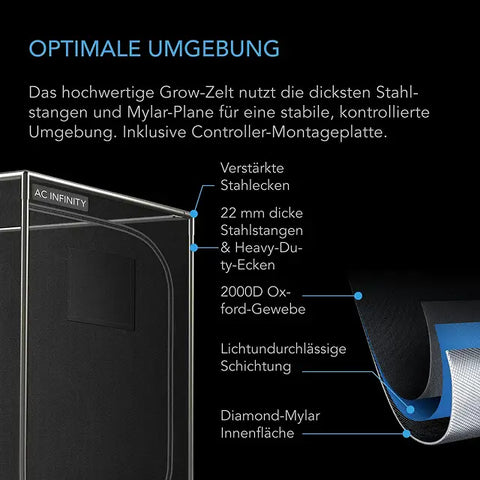 AC Infinity AI+ Growzelt Komplettset 90x90x180 cm – 3 Pflanzen, KI & WiFi