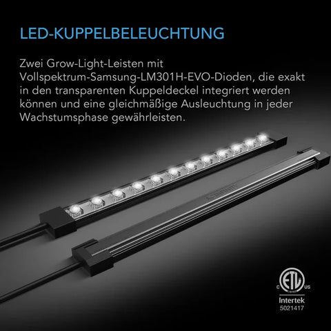 AC Infinity Stecklings-Gewächshaus mit Höhenverlängerung, mit Samsung LM301H EVO LED-Beleuchtung, Heizmatte 5x8-Tablett