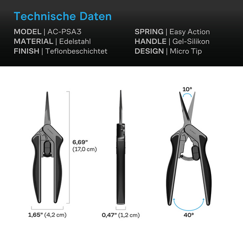 AC Infinity Edelstahl-Gartenschere, ergonomisch, leicht, 16,7 cm grade Klingen