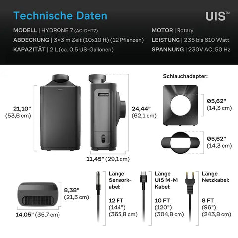 AC Infinity HYDRONE 7, Pflanzen-Luftentfeuchter mit KI-gestützter VPD-Intelligenz, für Flächen bis ca. 3 × 3 m