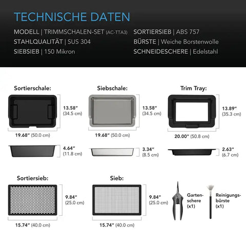 AC Infinity Trim-Tablett-System, 3-Tablett- & 2-Sieb-Set