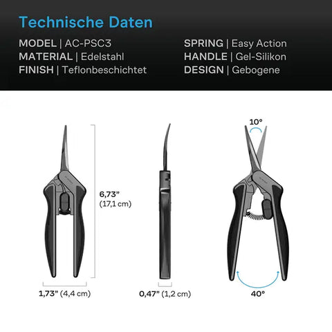 AC Infinity Edelstahl-Gartenschere, ergonomisch, leicht, 16,7 cm gebogene Klingen